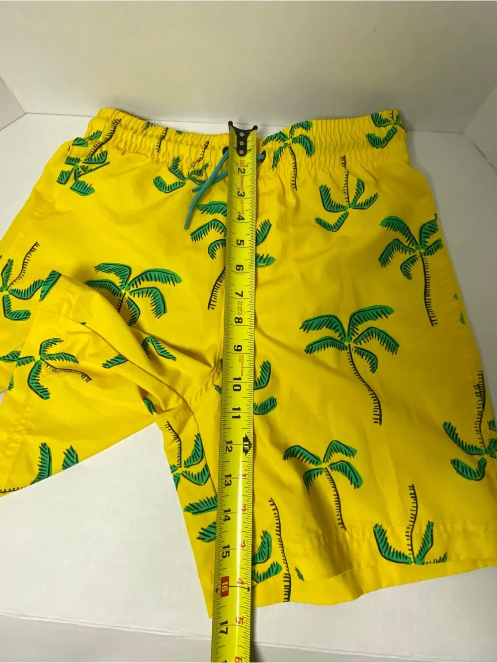 Old Navy Boys Swim Trunks XL 14-16 Yellow Palm Tree Lined Shorts